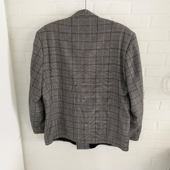 Bugatchi Men’s blazer Plaid Wool blend Double breasted White Black Gray 44R - Picture 10 of 11